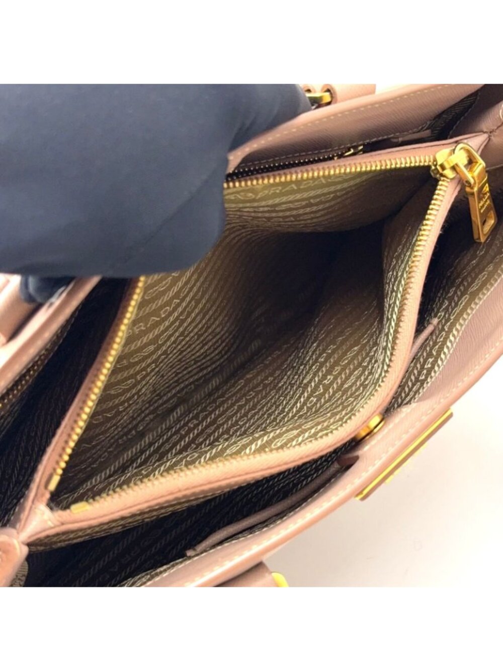 Prada Galleria Saffiano Leather Pink Beige Shoulder Bag Gold - Picture 3 of 15